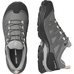 Salomon X Ward Leather GTX W gull / black / ebony boční pohled detail 