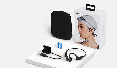 Shokz Openswim Bluetooth sluchátka modrá vybavení