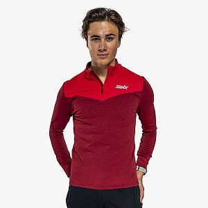 Swix Dynamic Midlayer Half Zip M rhubarb red/swix red pánská funkční mikina na běžky