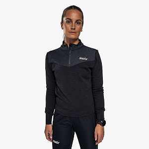 Swix Dynamic Midlayer Half Zip W black/phantom dámská mikina na běžky