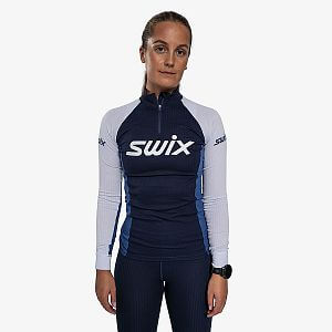 Swix RaceX Classic Half Zip W dark navy/lake blue dámské tričko na běh a běžky