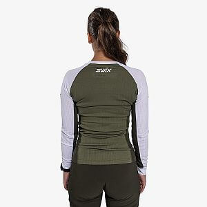 Swix RaceX Classic Long Sleeve W olive / bright white dámské funkční tričko s dlouhýám rukávem na běžky běh i skialpy