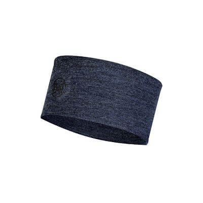 Buff 2 layers Merino Wool headband night blue melange