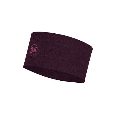 Buff 2 layers Merino Wool headband solid deep purple