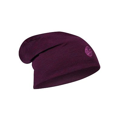 Buff Heavyweight Merino Wool Hat purplish multi stripes
