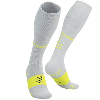 Compressport Full Socks Oxygen white / safe yellow