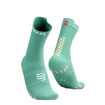 Compressport Pro Racing Socks V4.0 Run High creme de menthe/papaya punch