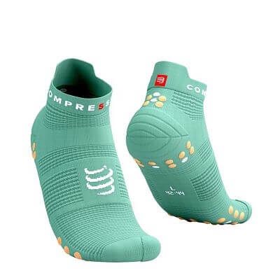 Compressport Pro Racing Socks V4.0 Run Low creme de menthe/papaya punch