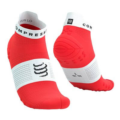 Compressport Pro Racing Socks V4.0 Run Low fluo red/white