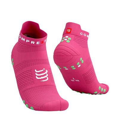 Compressport Pro Racing Socks V4.0 Run Low hot pink/summer green