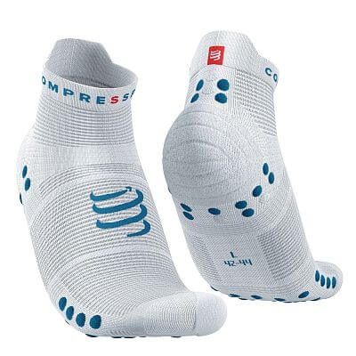 Compressport Pro Racing Socks V4.0 Run Low white/fjord blue