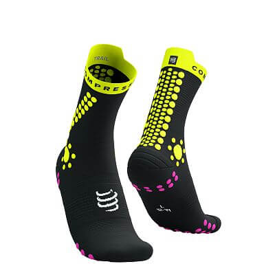 Compressport Pro Racing Socks V4.0 Trail black / safe yellow / neo pink