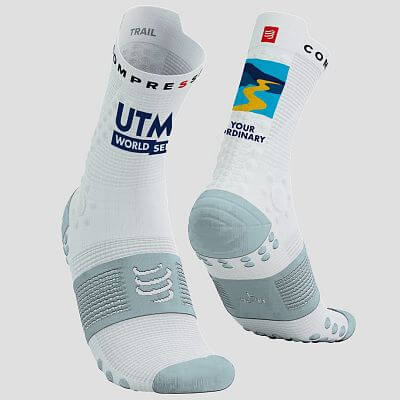 Compressport Pro Racing Socks V4.0 Trail - UTMB 2025 white/ice flow