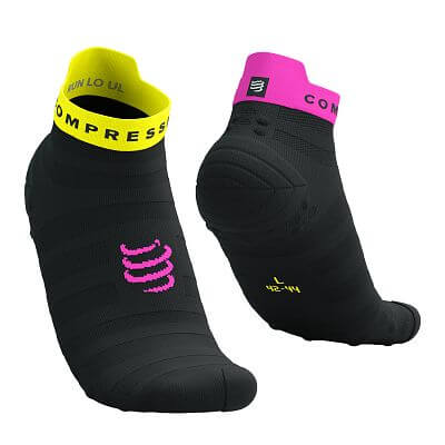 Compressport Pro Racing Socks V4.0 Ultralight Run Low black / safe yellow / neo pink