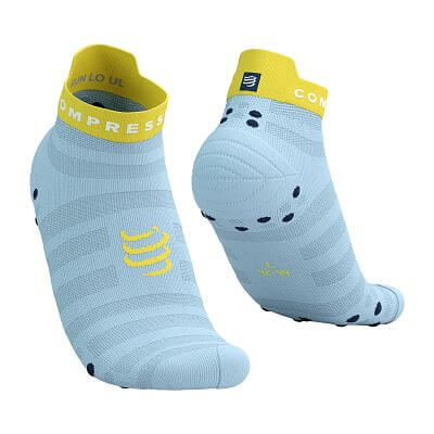 Compressport Pro Racing Socks V4.0 Ultralight Run Low cashmere blue/maize