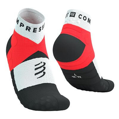 Compressport Ultra Trail Low Socks fluo red/white