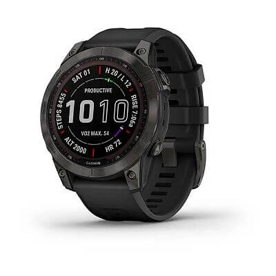 Garmin Fenix 7 PRO Sapphire Solar, Black DLC Titanium / Black Silicone Band