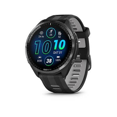 Garmin Forerunner® 965 - titanová luneta Carbon Grey DLC, pouzdro Black, řemínek silicone Black/Grey