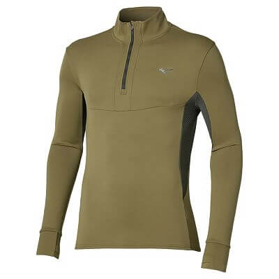 Mizuno Active Warmalite Half Zip Long Sleeve Top M martini olive