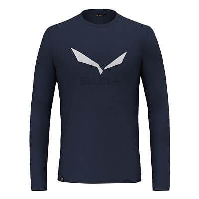 Salewa Solid Logo Dry M L/S Tee navy blazer melange