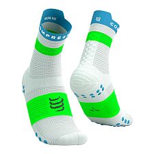 Compressport Pro Racing Socks V4.0 Run High white / norse blue / neon green