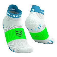 Compressport Pro Racing Socks V4.0 Run Low white/norse blue/neon green