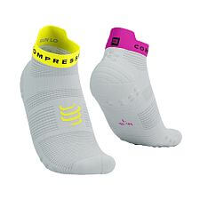 Compressport Pro Racing Socks V4.0 Run Low white / safe yellow / neo pink