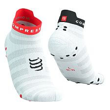 Compressport Pro Racing Socks V4.0 Ultralight Run Low white/fluo red/black