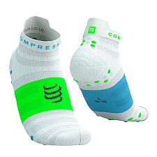 Compressport Pro Racing Socks V4.0 Ultralight Run Low white/norse blue/neon green