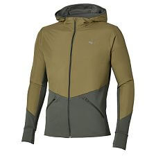 Mizuno Active Warmalite Hybrid Full Zip Hooded Long Sleeve Top M forest night / martini olive