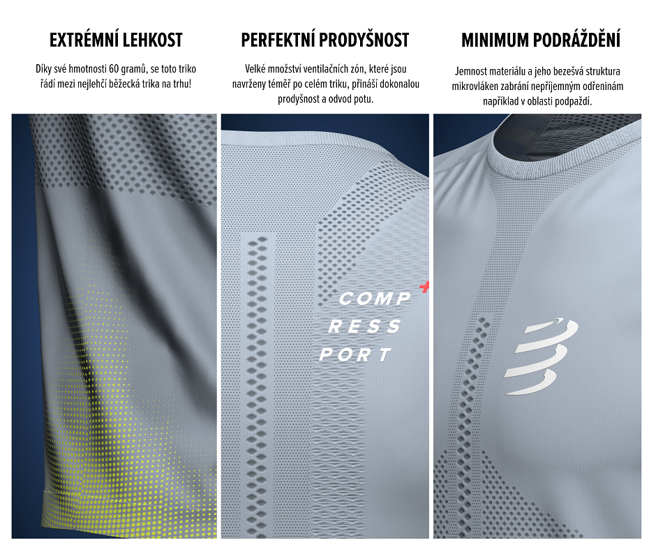Ultralehké a maximálně vzdušné běžecké tričko Compressport Racing SS Tshirt M black - extrémně lehké, perfektně prodyšné, příjemný materiál